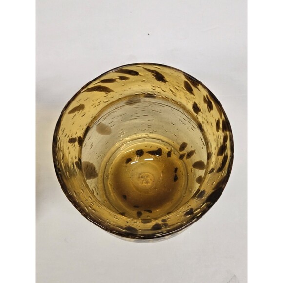 LARGE Hand Blown Bright Amber and Black Candleholders, Bubbles - Picture 5 of 10